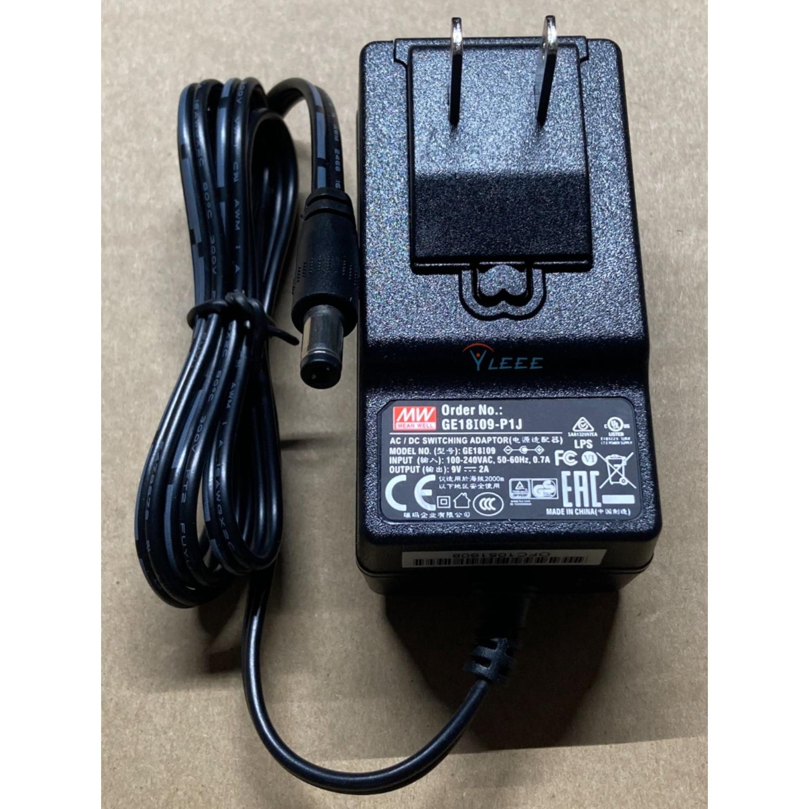台湾明纬GE18I09-P1J开关电源18W 9V2A企业用适配器GE18I-P1J