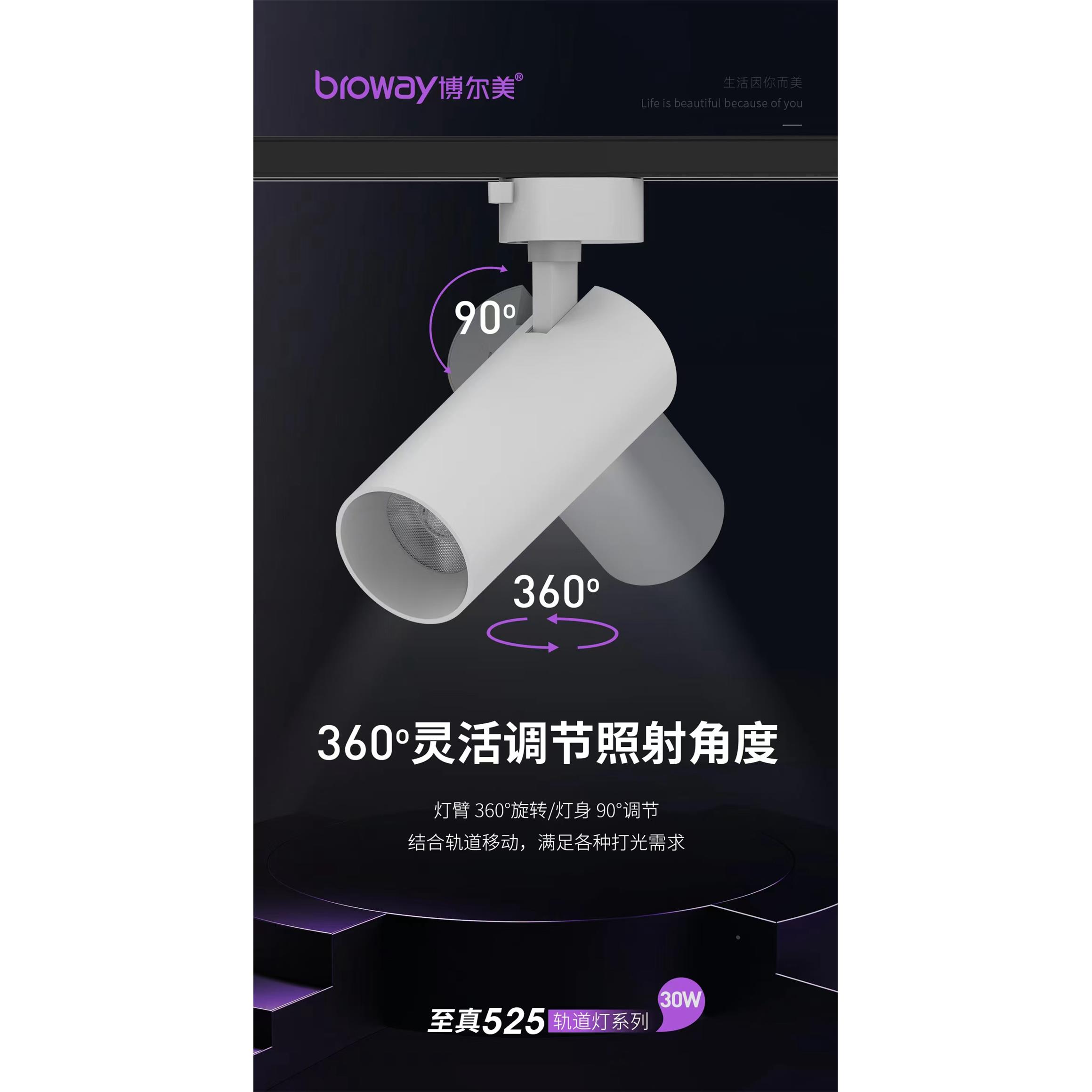博尔美LED轨道射灯COB光源高显指防眩设计商场服装店专用质保两年图片