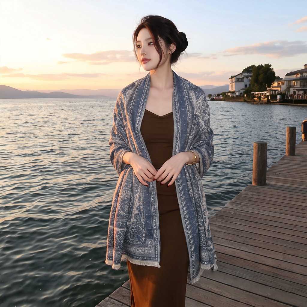 民族风旅游外搭披肩女仿羊绒针织