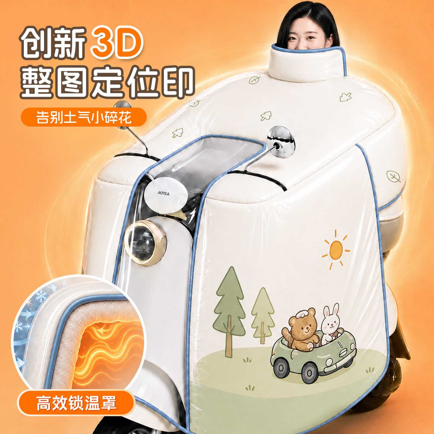 防水覆膜电动车挡风被|全包围