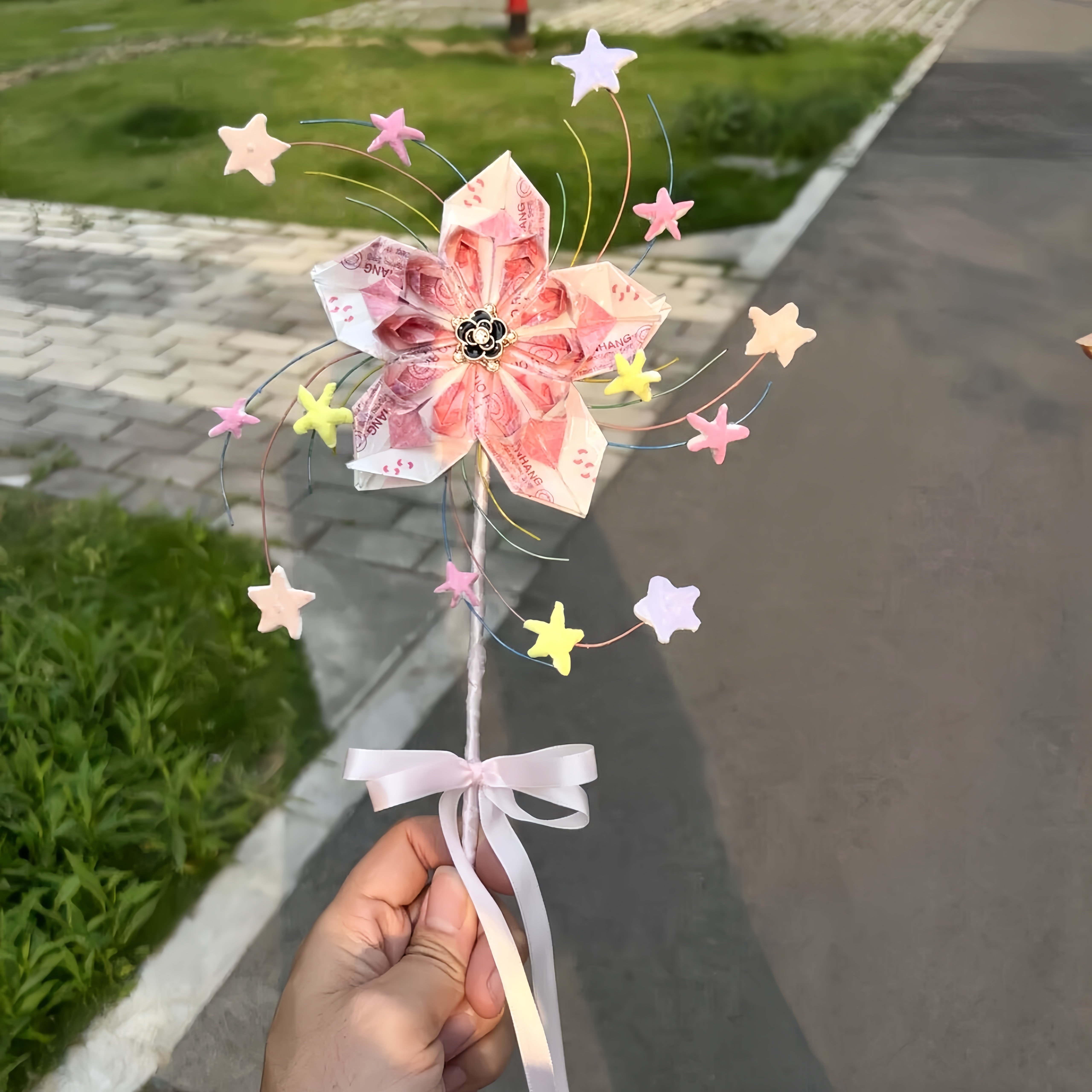 【有钱花旋转小风车】会动的星星手拿棒diy材料包送闺蜜朋友礼物