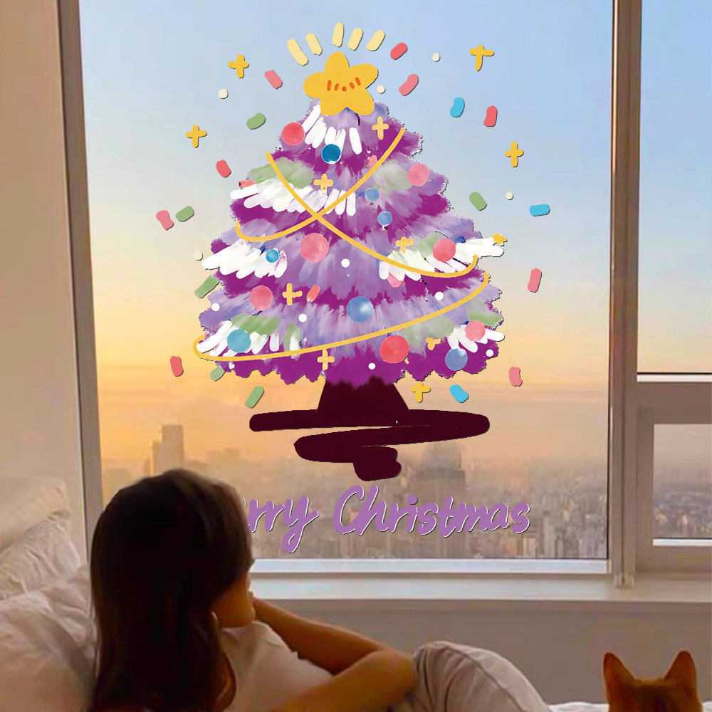 2027新年圣诞节玻璃静电贴纸春节