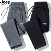 加绒加厚宽松长裤 Jeep吉普秋冬纯棉休闲裤 运动裤 直筒裤 男大码 春季