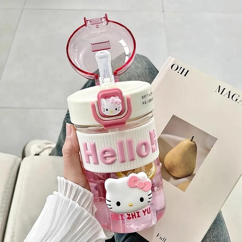 HelloKitty水杯女生高颜值塑料杯子可爱卡通加厚夏日学生便携水壶