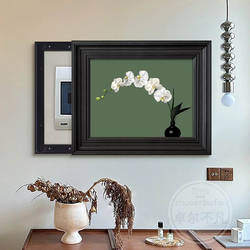 《蝴蝶兰》中古风电表箱装饰画遮挡配电箱盒挂画电闸箱2024新款图片