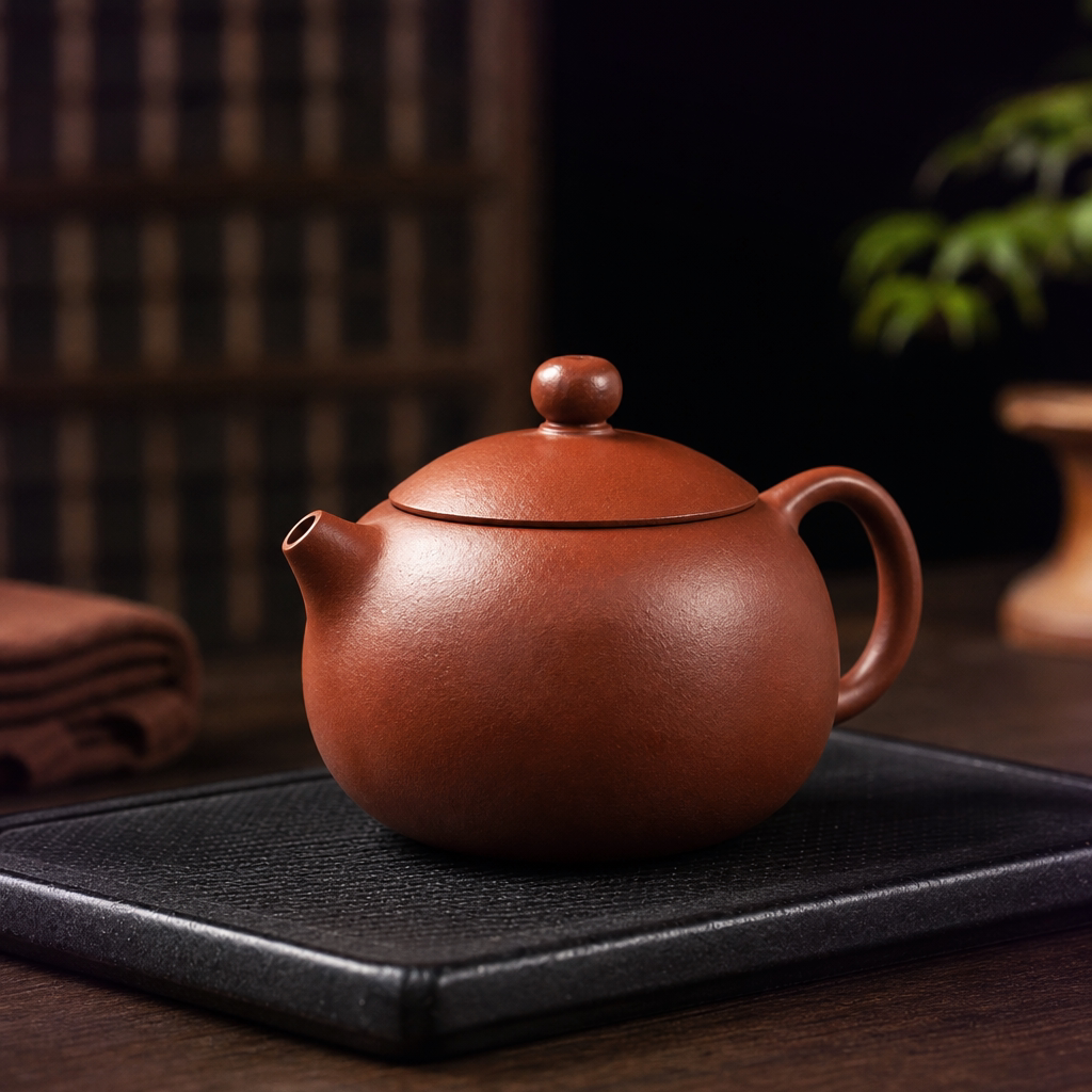 宜兴紫砂壶倒把西施朱泥工夫茶具半手工精修150ml
