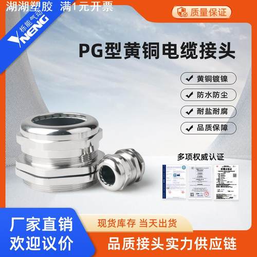 黄铜镀镍金属电缆防水双头接头葛兰格兰头电线密封PG/M填料函