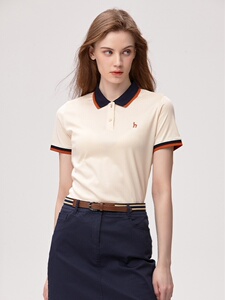 Hazzys哈吉斯短袖T恤女2024夏季新款休闲英伦Polo衫体恤上衣