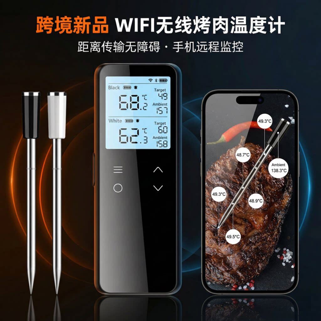 瑞时德无线WIFI蓝牙烤肉温度计