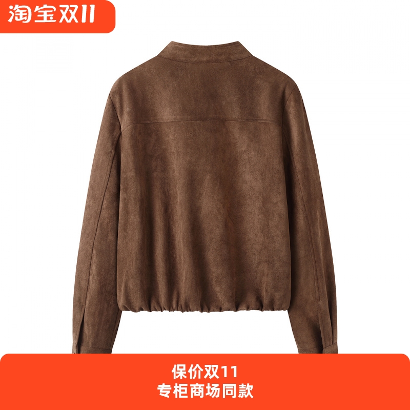 麂皮立领外套女短款2025秋季新款