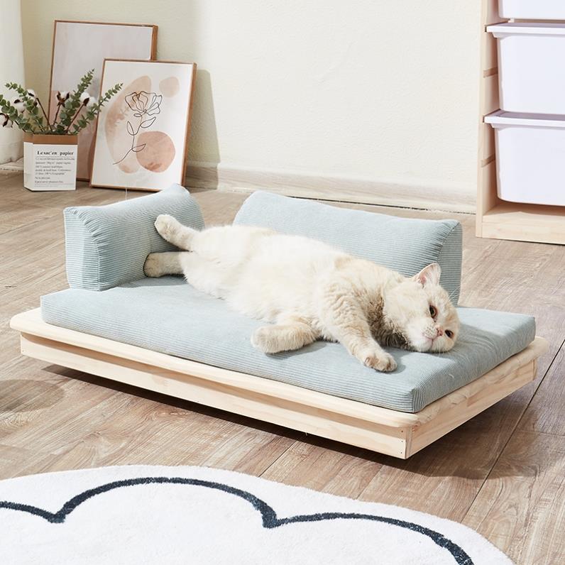 狗床悬空离地悬浮床猫窝实木宠物床狗窝四季通用可拆洗木制宠物窝