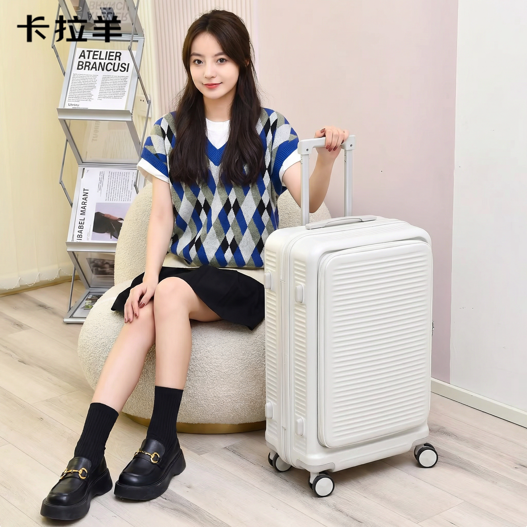 卡拉羊拉杆箱28寸大容量结实耐用加厚旅游万向轮宽拉杆超轻女生款
