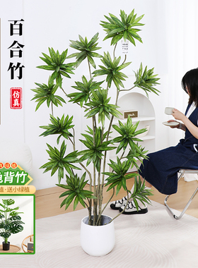 仿真绿植百合竹客厅大盆栽假绿植