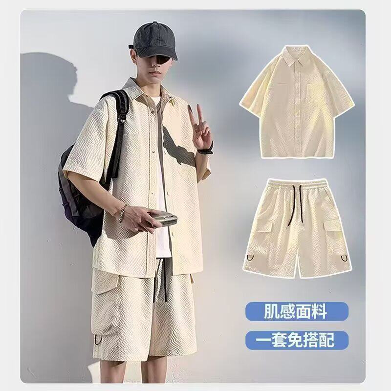 短袖衬衫套装男夏季新款青少年男时尚套装