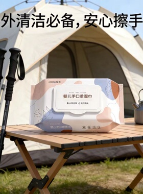 户外露营野炊安柔紫色母婴适用湿纸巾手口湿巾带盖50抽便携装湿巾