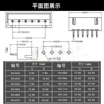 TJC3直针XH2.54mm米黄色耐高温直插针座 红色16P17A18A19A20A直脚
