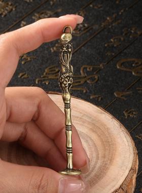 复古黄铜烟斗压棒烟具配件古玩收藏铜件老翁压烟棒古铜工艺品