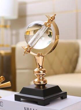 轻奢水晶地球仪金属摆件高级感家居桌面礼品礼物装饰工艺品厂