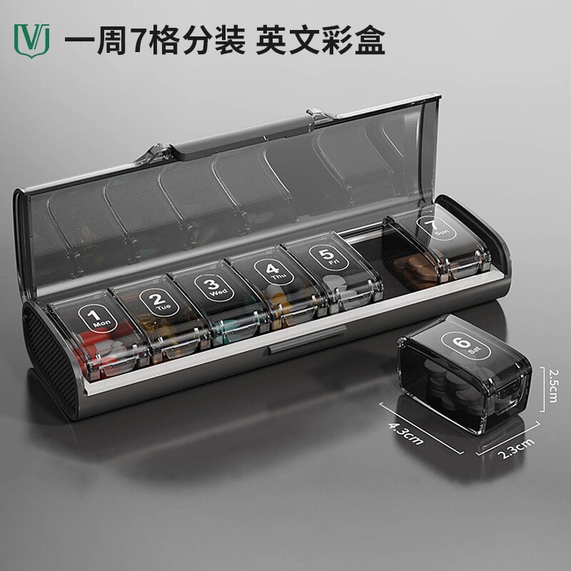 药盒一周七天7格随身便携密封