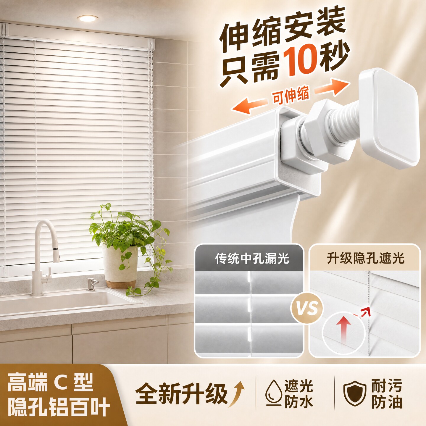 免打孔安装厨房百叶窗帘卷帘办公百叶帘/折帘/罗马帘
