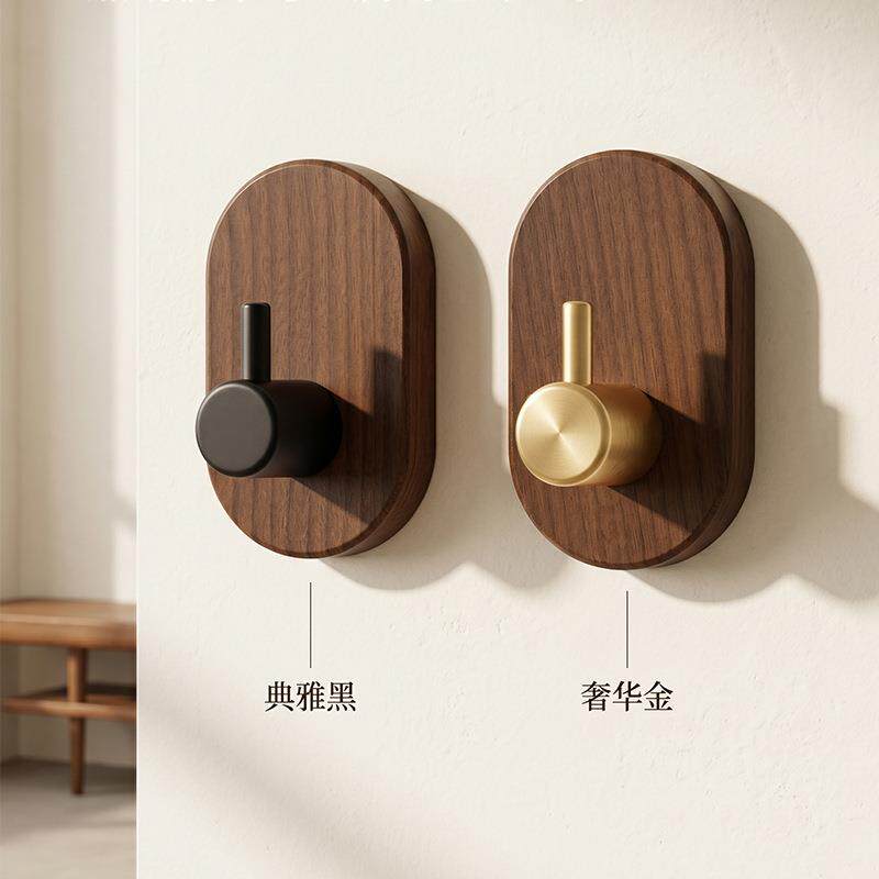 胡桃木门后挂衣钩粘钩浴室挂衣帽挂钩挂钩强力粘胶贴帽子收纳吊钩