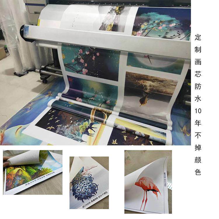 跨境微喷帆布五联画棕榈树挂画 喷绘艺术装饰帆布画 帆布画微喷