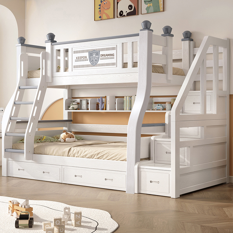 上下牀双层牀两层高低牀小户型全实木双人上下铺多功能儿童子母牀