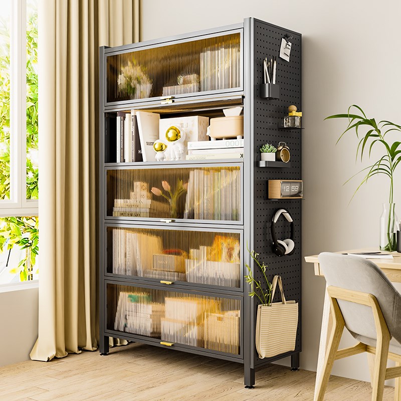 钢制书柜带门儿童书架防尘储物柜客厅展示柜铁艺卧室置物架收纳柜