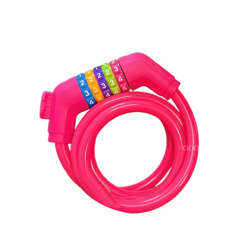 自行车锁防盗5位密码锁可爱公路山地车条形钢丝圈钢缆锁骑行配件