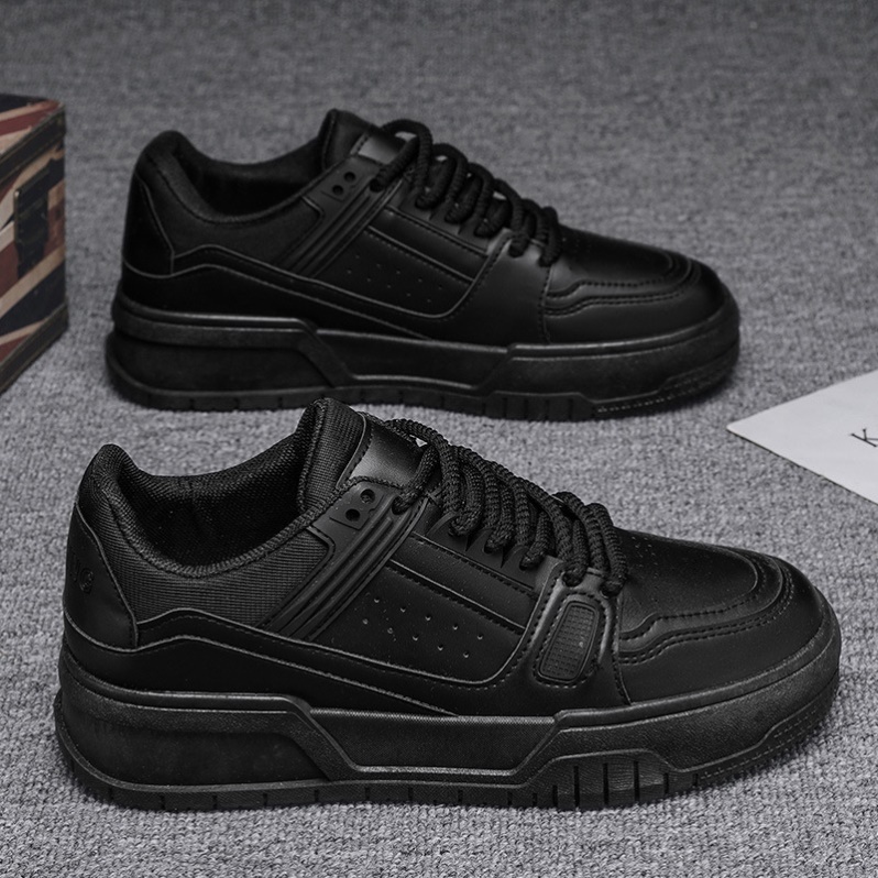 高档男鞋秋冬透气新款韩版潮流百搭运动休闲厚底板鞋黑1029k