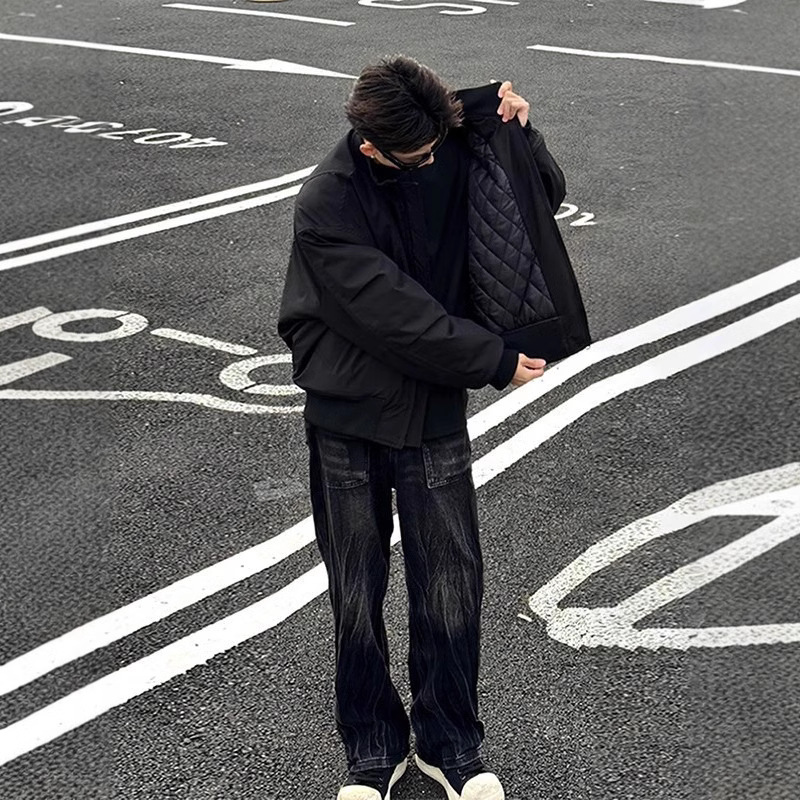 美式飞行夹克棉服男款冬季夹棉加厚保暖棉衣cleanfit短款廓形外套