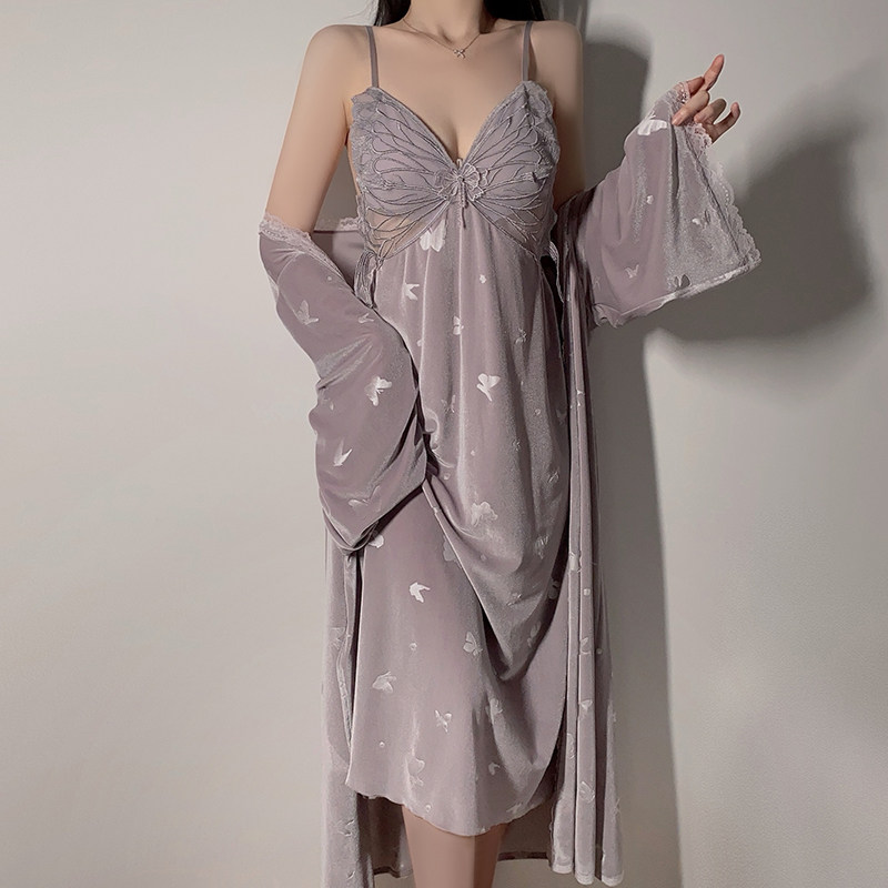 妍翎性感睡衣女春秋款2025新款带胸垫蝴蝶结吊带睡裙秋冬睡袍套装,女士内衣/男士内衣/家居服,睡裙,淘宝优惠券,粉丝福利购,淘宝优惠卷