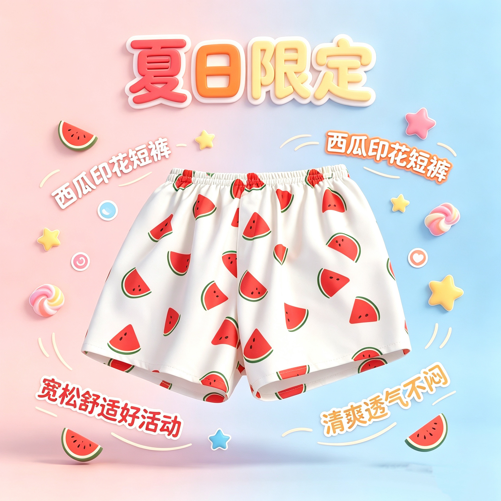 水豚噜噜同款西瓜短裤大码