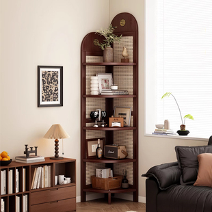转角置物架边角置物柜书架小户型转角柜轻奢高级感靠墙拐角柜落地