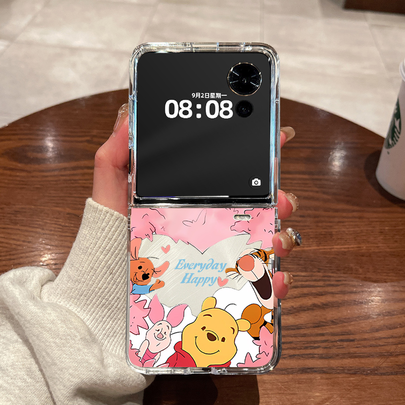适用荣耀magicvflip2手机壳honor新款v flip折叠屏超薄透明爱心樱花天空维尼熊全包防摔男女硬壳保护套