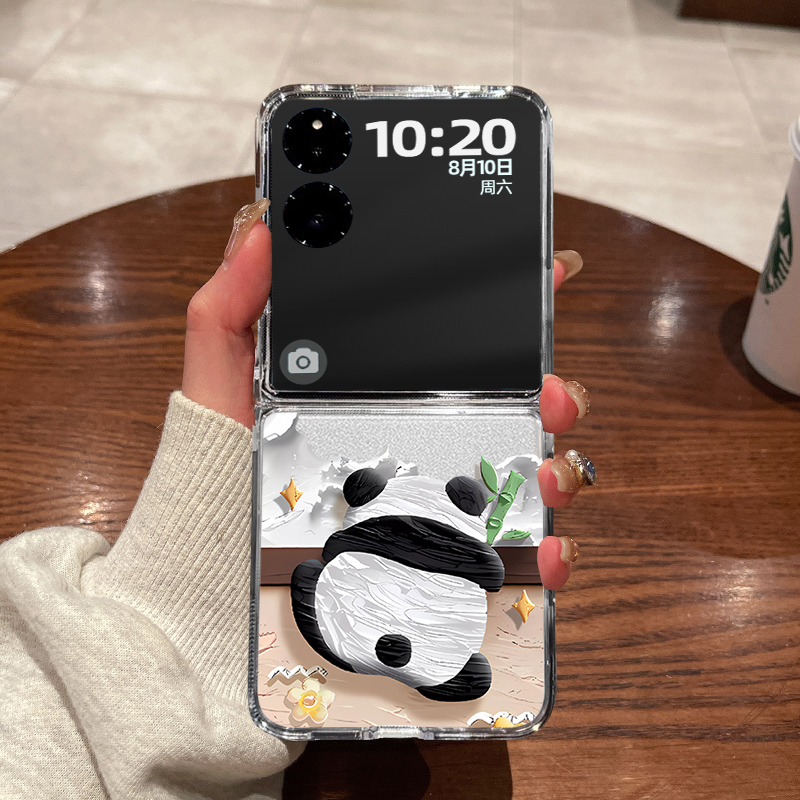 适用小米mixflip2手机壳mixflip新款MIX Flip2折叠屏xiaomi超薄透明油画熊猫全包防摔高级男女网红硬壳保护套
