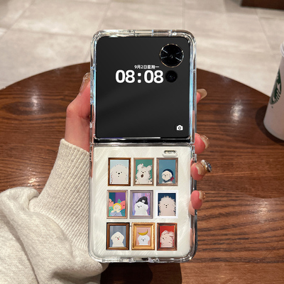 适用荣耀magicvflip2手机壳honor新款magic v flip2小折叠屏超薄透明潦草小狗相框全包防摔男女款硬壳保护套