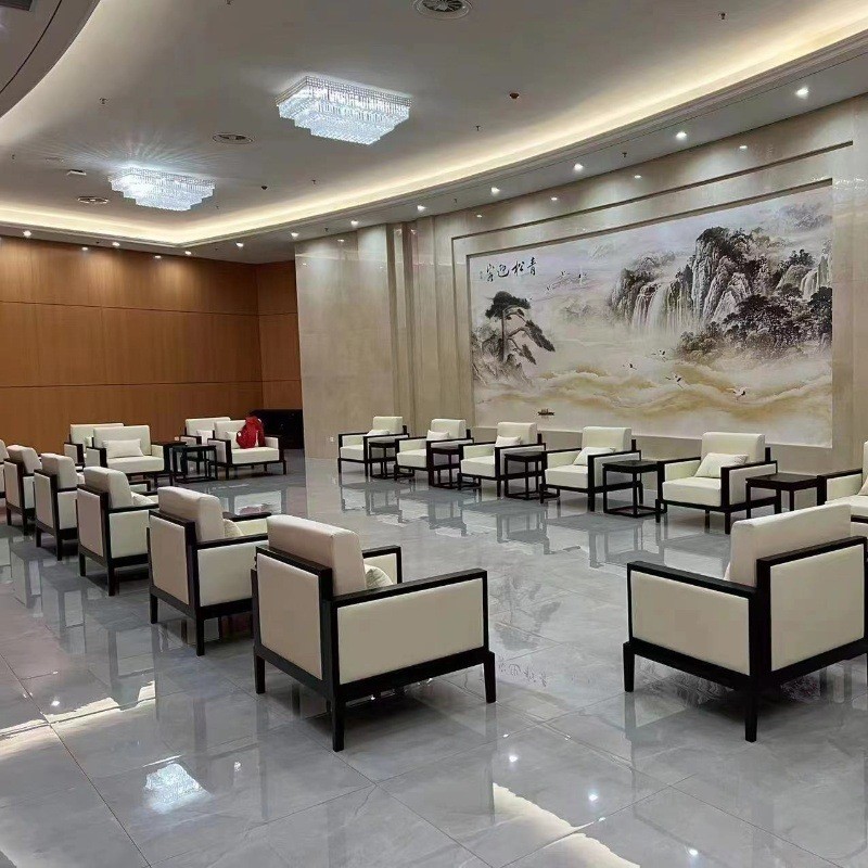 接待会客沙发新中式实木单人现代大会会议室贵宾商务洽谈办公家具