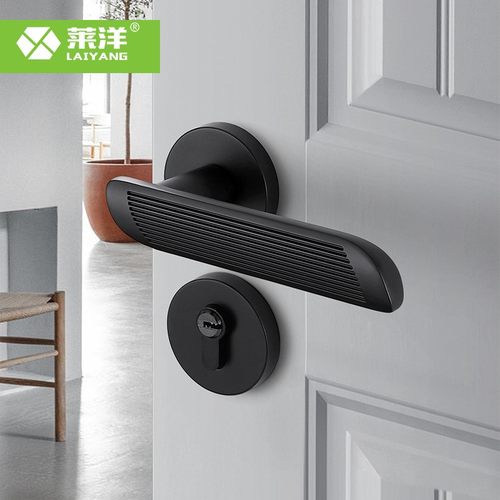 北欧风门锁室内卧室静音磁吸现代简约实木房门锁灰门锁批发锌合金