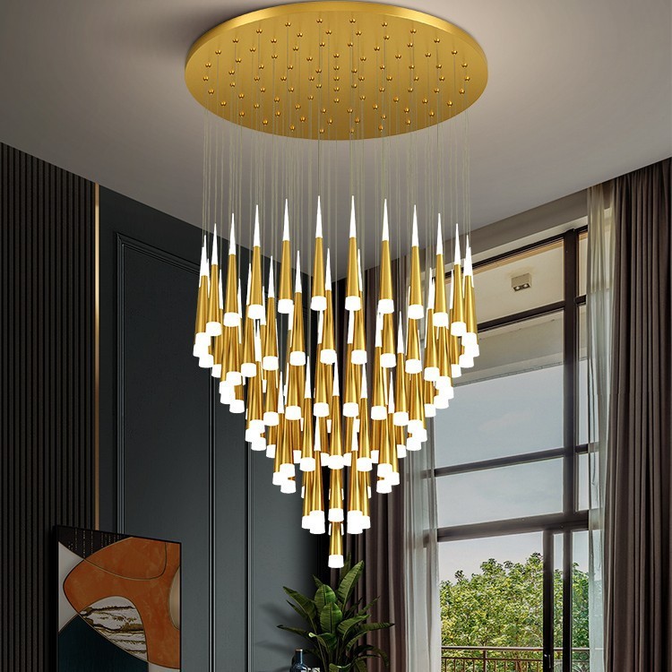 楼梯灯吊灯别墅大厅挑高挑空loft吊灯公寓复式楼客厅大吊灯长吊灯