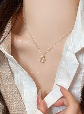 轻奢小众感猫眼石吊坠项链女精致