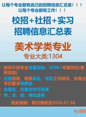 26届美术学类校招秋招春招国企央企社招实习找工作招聘信息汇总表