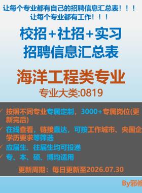 26届海洋工程类校招秋招春招国企央企社招实习招聘信息汇总表