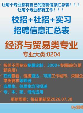 26届经济与贸易类校招秋招春招国企央企社招实习招聘信息汇总表