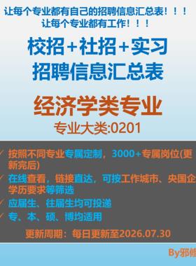 26届经济学类校招秋招春招国企央企社招实习找工作招聘信息汇总表