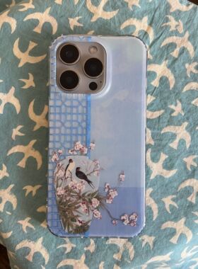 叶菽原创定制《蓝窗杳》新中式国风清冷小众高级感IMD双层苹果17/14/15/16promax磨砂亮面iPhone秋冬手机壳