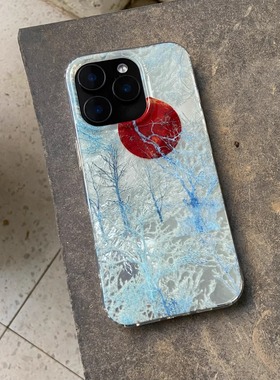 叶菽原创定制《白霜》侘寂新中式国风小众高级感IMD双层适用苹果17/14/15/16promax不会撞壳的春日手机壳