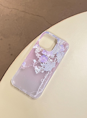 叶菽原创定制《紫藤蔓》新中式国风清冷小众高级感IMD双层适用苹果17/14/15/16promax磨砂iPhone清冷手机壳