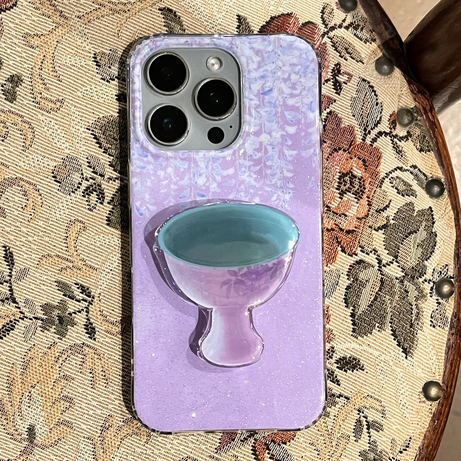 叶菽原创定制《紫藤盏》新中式国风清冷小众高级感IMD双层苹果17/14/15/16promax磨砂亮面iPhone秋冬手机壳