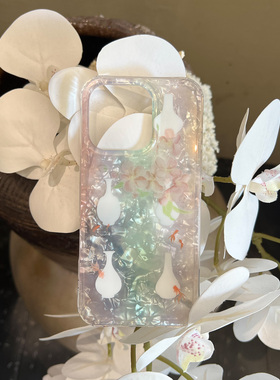 叶菽原创定制《白瓶簪》新中式国风春意小众高级感IMD双层适用苹果17/14/15/16promax艺术iPhone亮面手机壳